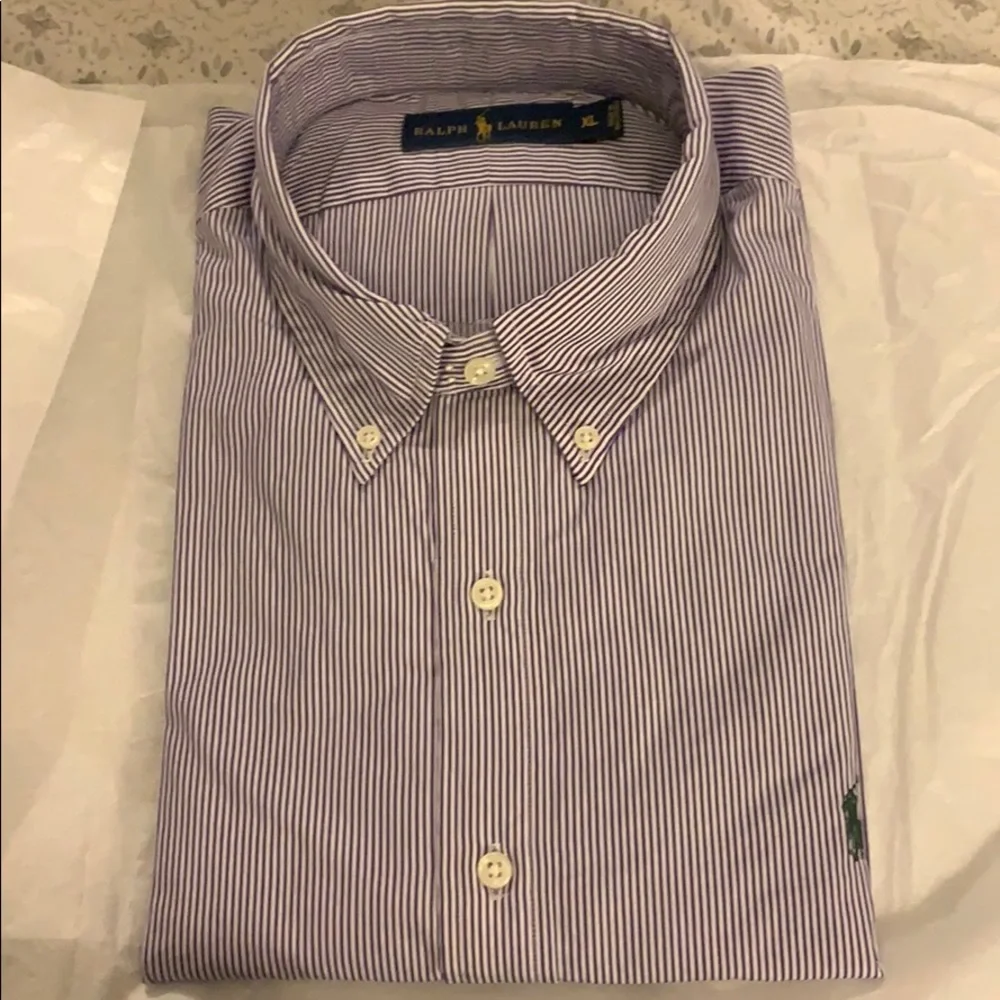 Polo Ralph Lauren LS Classic  purple striped shirt